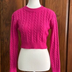 SHEIN Hot Pink Cable Knit Sweater